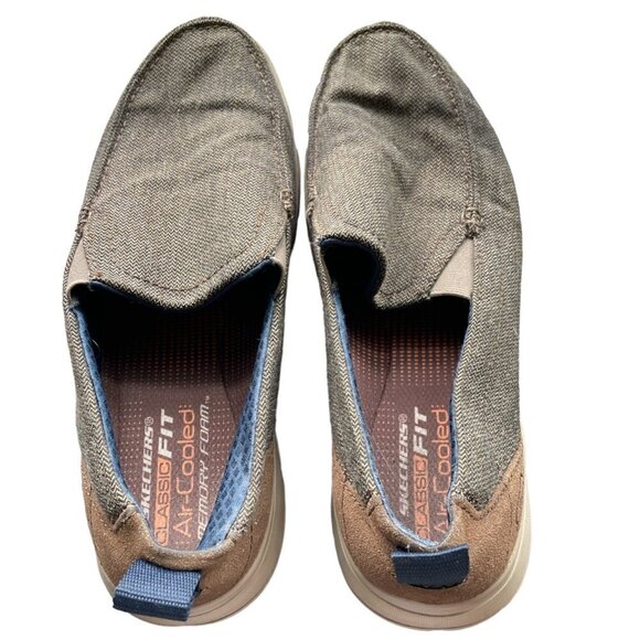 Sketchers Mens Classic Fit Air Cooled Memory Foam Shoes Gray/Green Size 11 - Picture 1 of 3